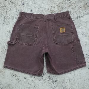 RARE Vintage Carhartt B24 BRG Burgundy Faded Purple Carpenter Shorts 32x7